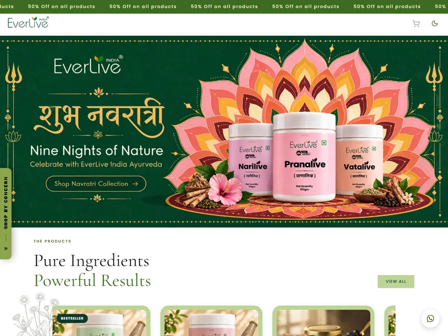 Ayurvedic products storefront